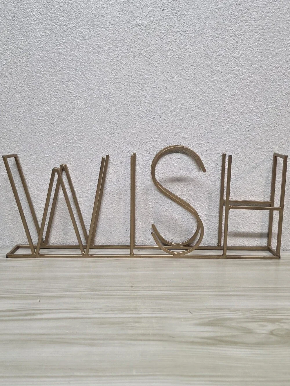 Home Decor 'WISH' Metal Artwork Goldtone Shelf Or Wall